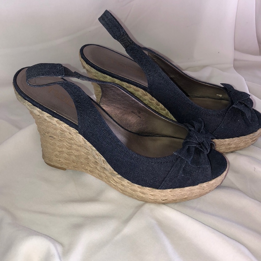 Denim Espadrille Wedges